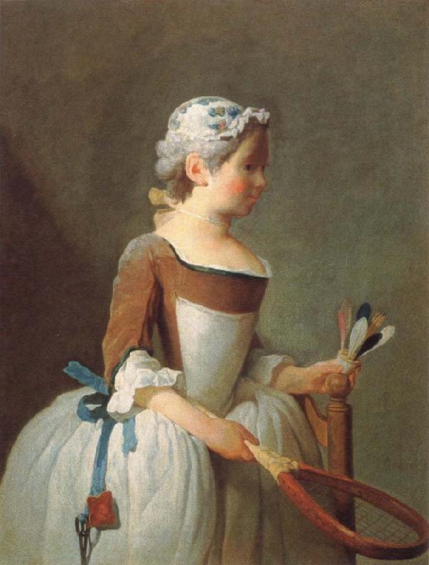 Jean Baptiste Simeon Chardin girl with shuttlecock oil painting image